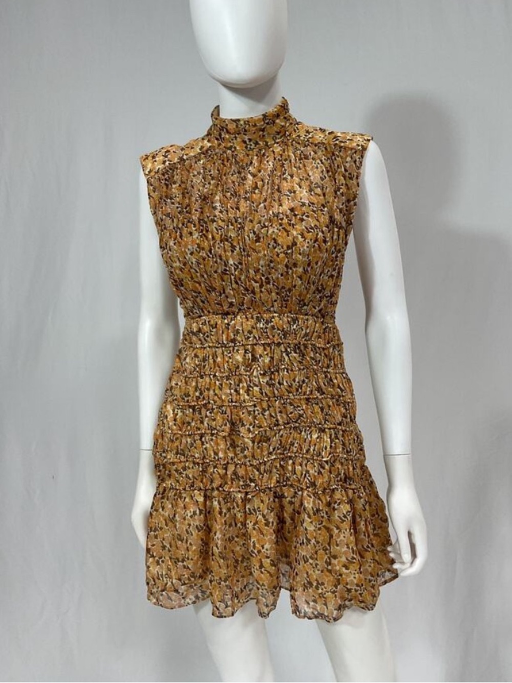 SHONA JOY Collette High Neck Sleeveless Corded Mini Dress